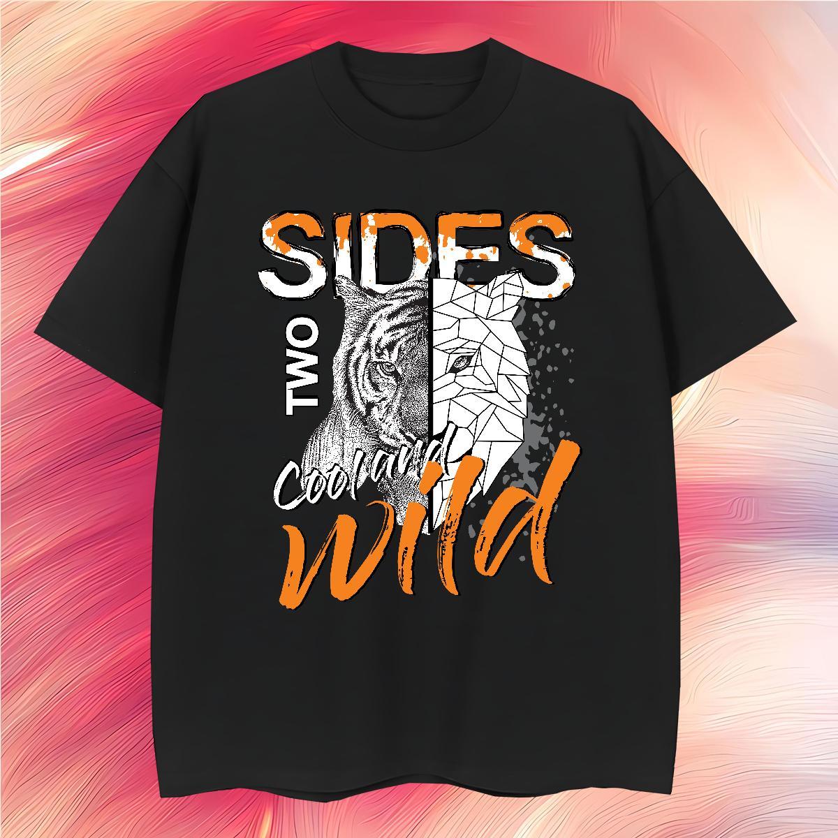 Men T Shirts 230g 100% Cotton tiger Hip Hop Street O-Neck Short Sleeve Cartoon Print Tshirts Fashion Design Cool Design Tees Shirts