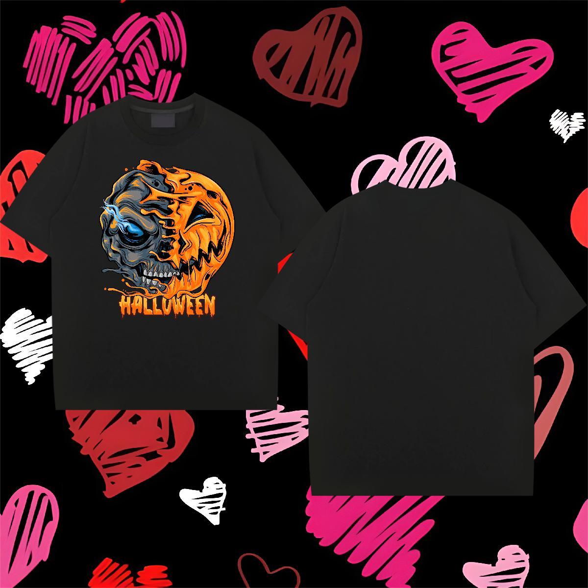 Fashion Design Men T Shirts 230g Pure Cotton pumpkin Beach Wear Breathable Popular Men Tees Custom Cartoon