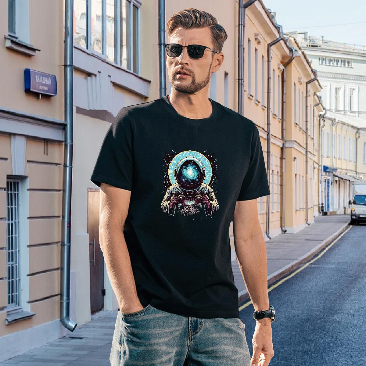 T Shirts Men 230g 100% Cotton universe Casual Breathable Crew Neck White Plus Size Tshirt for Man Woman Customized Brand Tops Tees