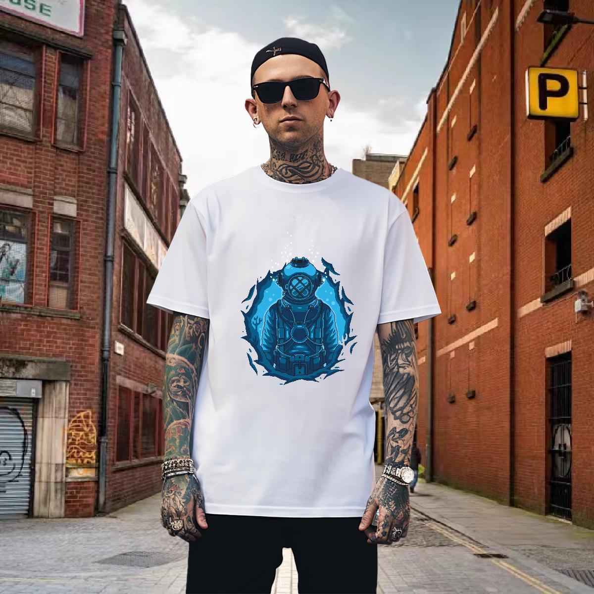 T Shirt For Man 230g Pure Cotton outer space Daily Wear Breathable Short Sleeve Anime Print Tshirt for Man Woman Brand Free Shipping Top Tees