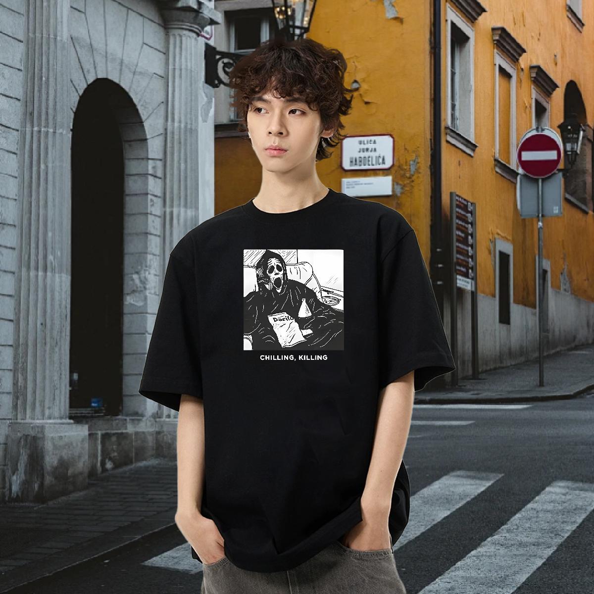 New Arrival Man T Shirts skull Tees Shirts 100% Cotton 230g Sport Comfortable Oversized 3XL 4XL Crew Neck Men Clothes T-Shirt