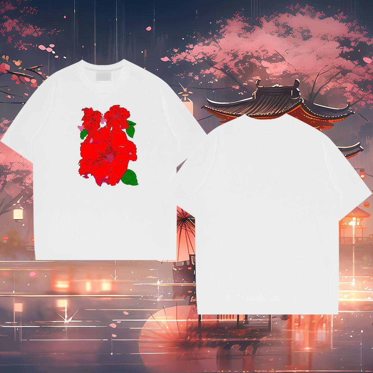 Fashion Man T Shirts 230g Cotton flower Outdoor Tops Pure Cotton Loose Mens Tshirts Custom Print Plus Size