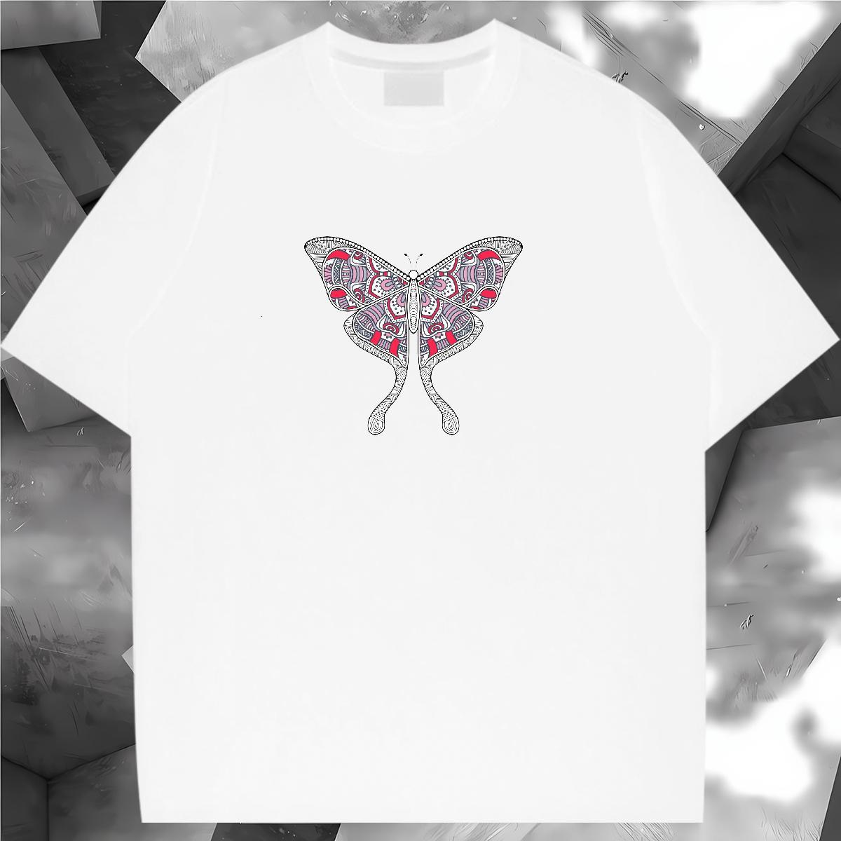 Loose T-Shirts for Women Breathable Crew Neck Tshirt for Man Woman Graphic Butterfly Sport 230g Pure Cotton Classic Tops