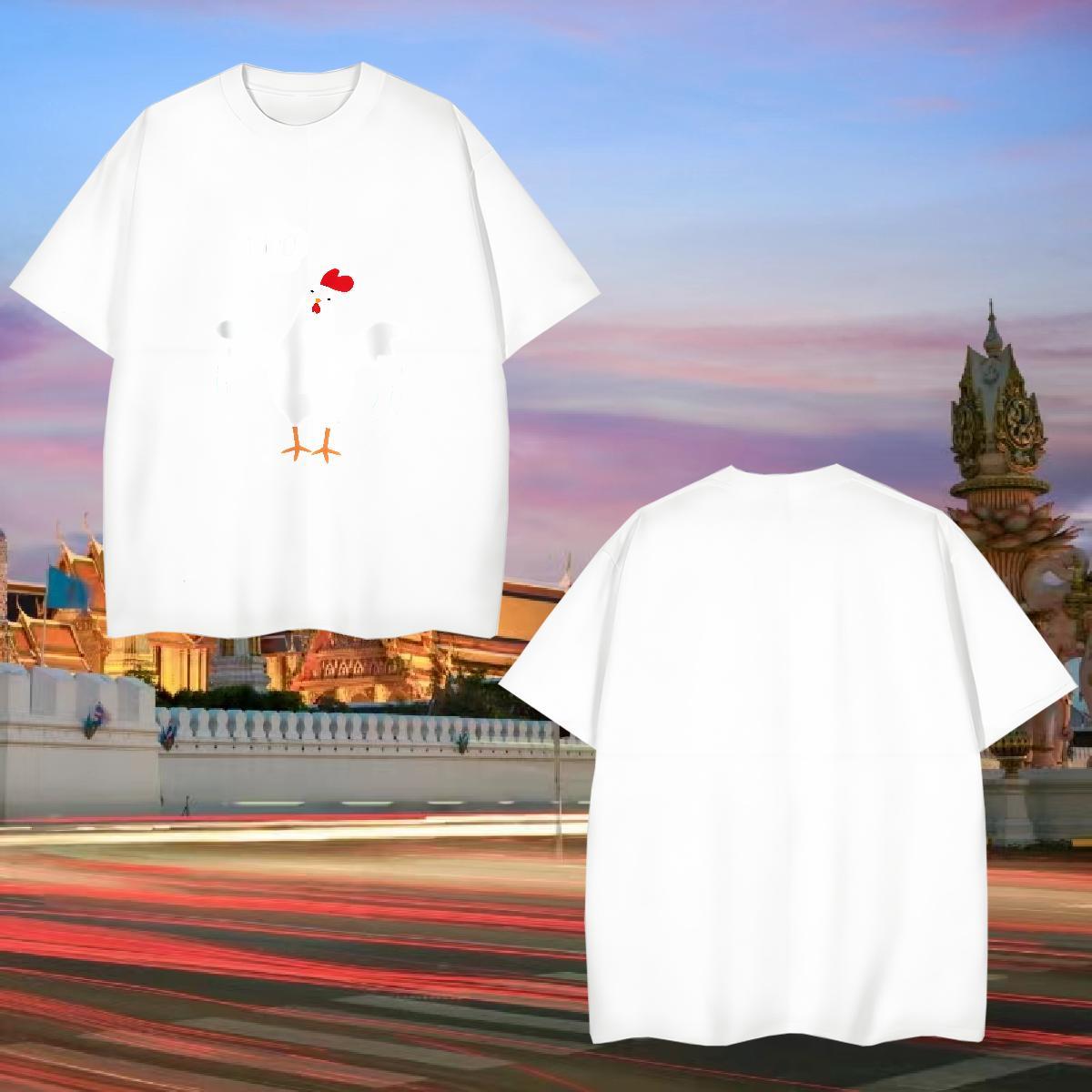 Mens T Shirts 230g Cotton chicken Casual Daily Wear Breathable Short Sleeve DIY Printed Tshirt for Man Woman Free Shipping Loose Fit Top Tees