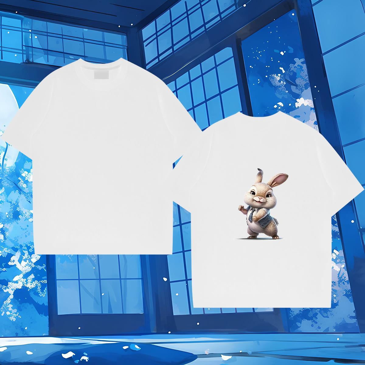 Classic Casual T-Shirts 230g Cotton rabbit Casual Daily Wear Tops Shirt Breathable Free Shipping Men Tees Anime