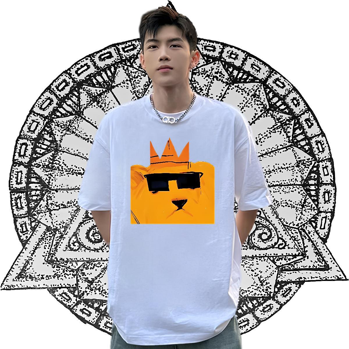 2024 Designer T shirt 230g Cotton lion Summer Casual Clothings Breathable Loose Couples T Shirts Black White