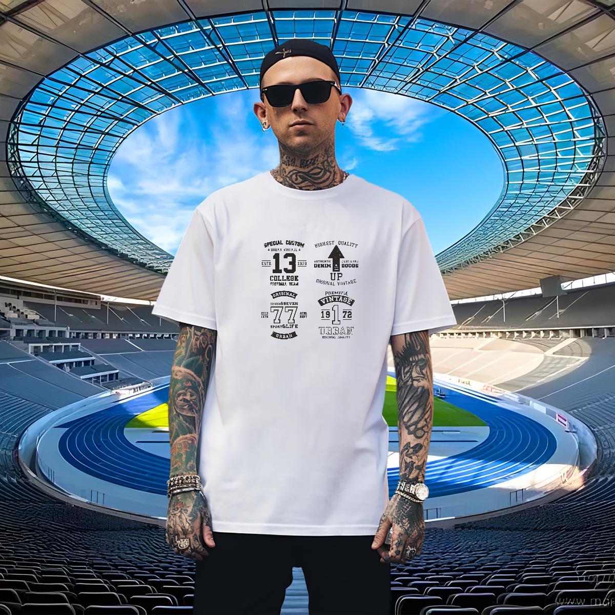 Loose Fit Couples T Shirts 230g Cotton Sport letter Custom Big Size Breathable Short Sleeve Fashion Casual T-Shirts for Men Tees Shirts