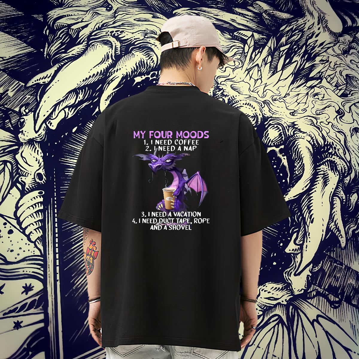 Fashion New T shirt 230g Pure Cotton dinosaur Hip Hop Polos Crew Neck Unisex Tshirt for Man Woman Oversized 4XL