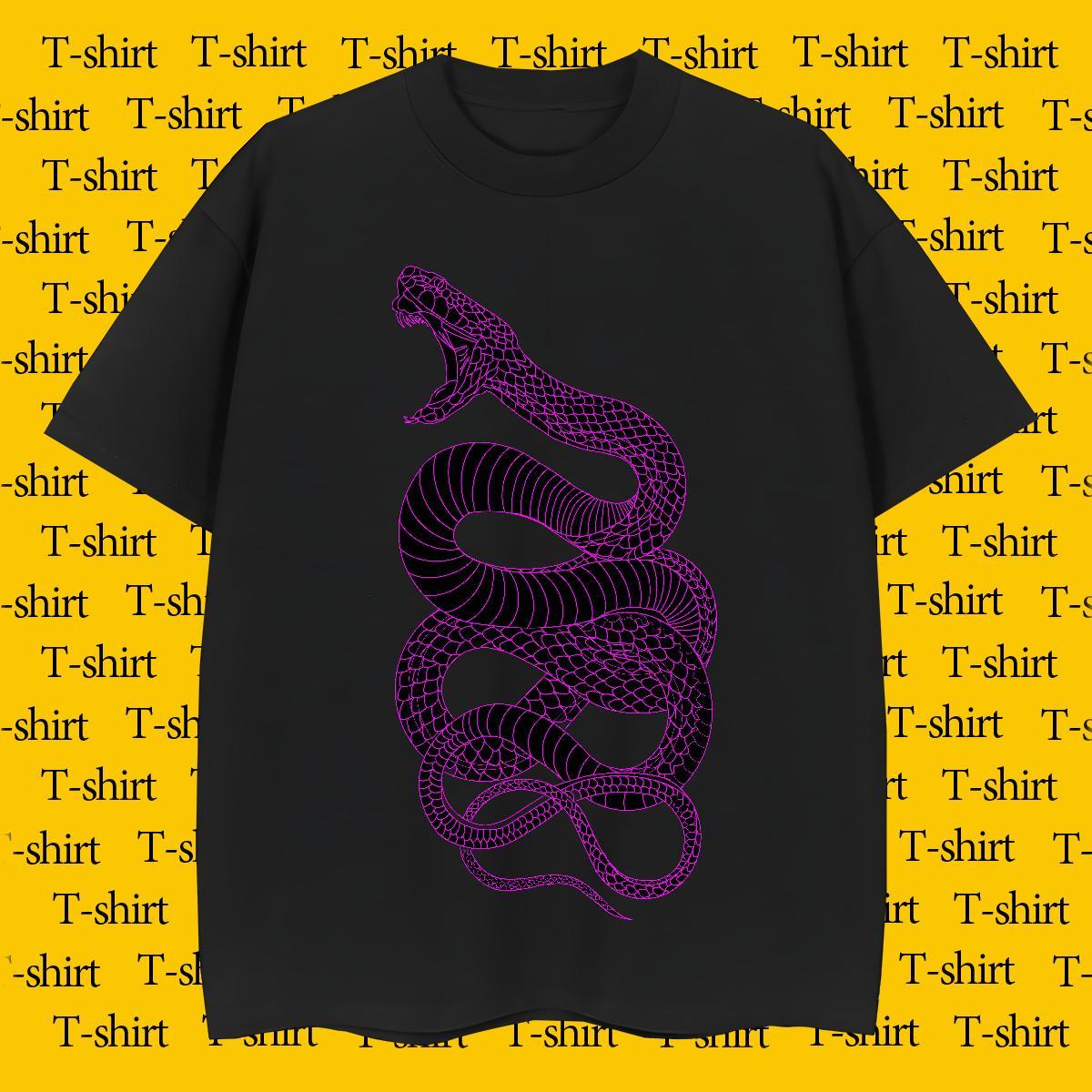 Men T Shirts 230g Cotton snake Hip Hop Street Breathable Crew Neck White Plus Size Couples T Shirts Fashion Loose Tops Shirt