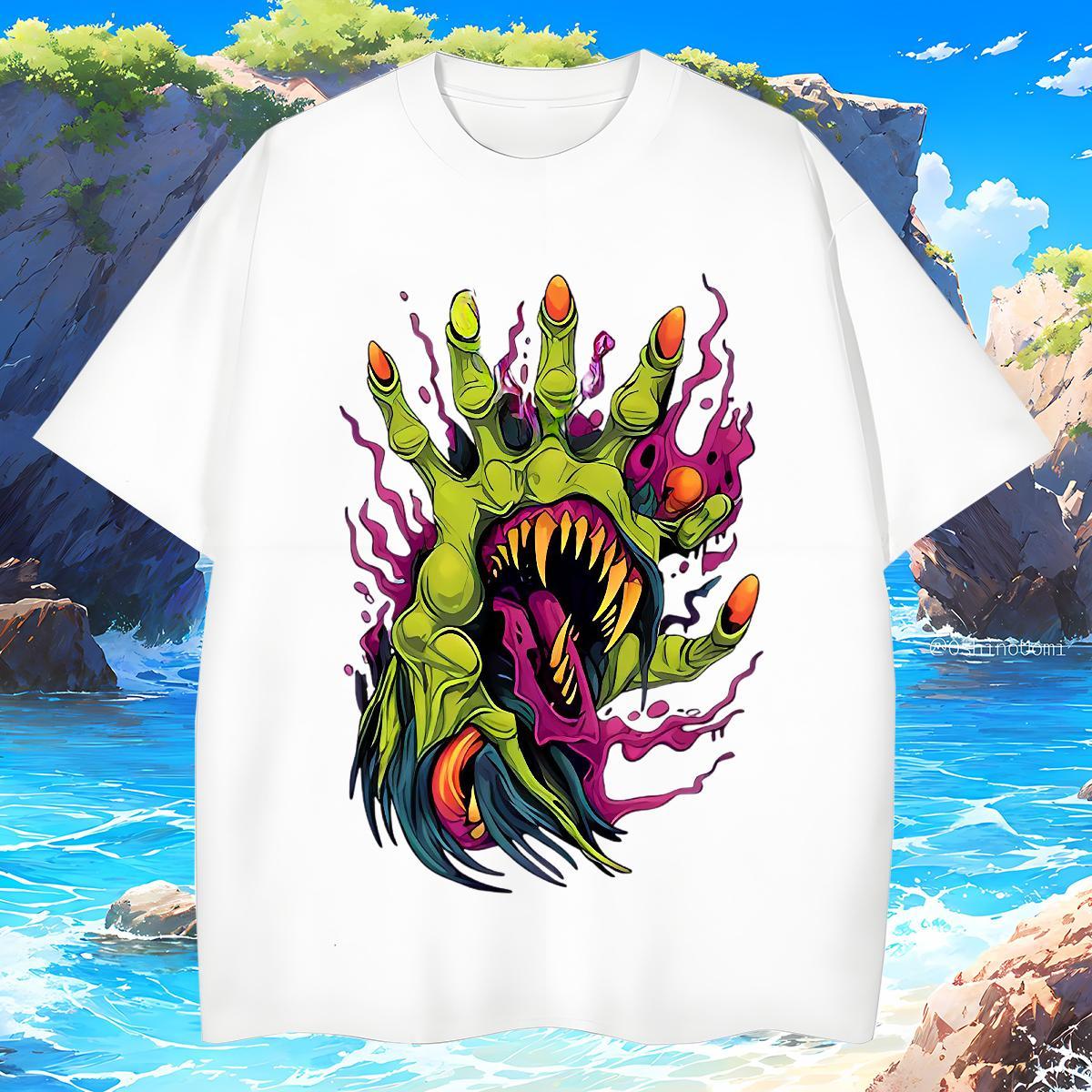 T shirt 230g 100% Cotton scary Street Breathable Soft Floral Print Tshirt for Man Woman Designer Fashion Unisex Tops