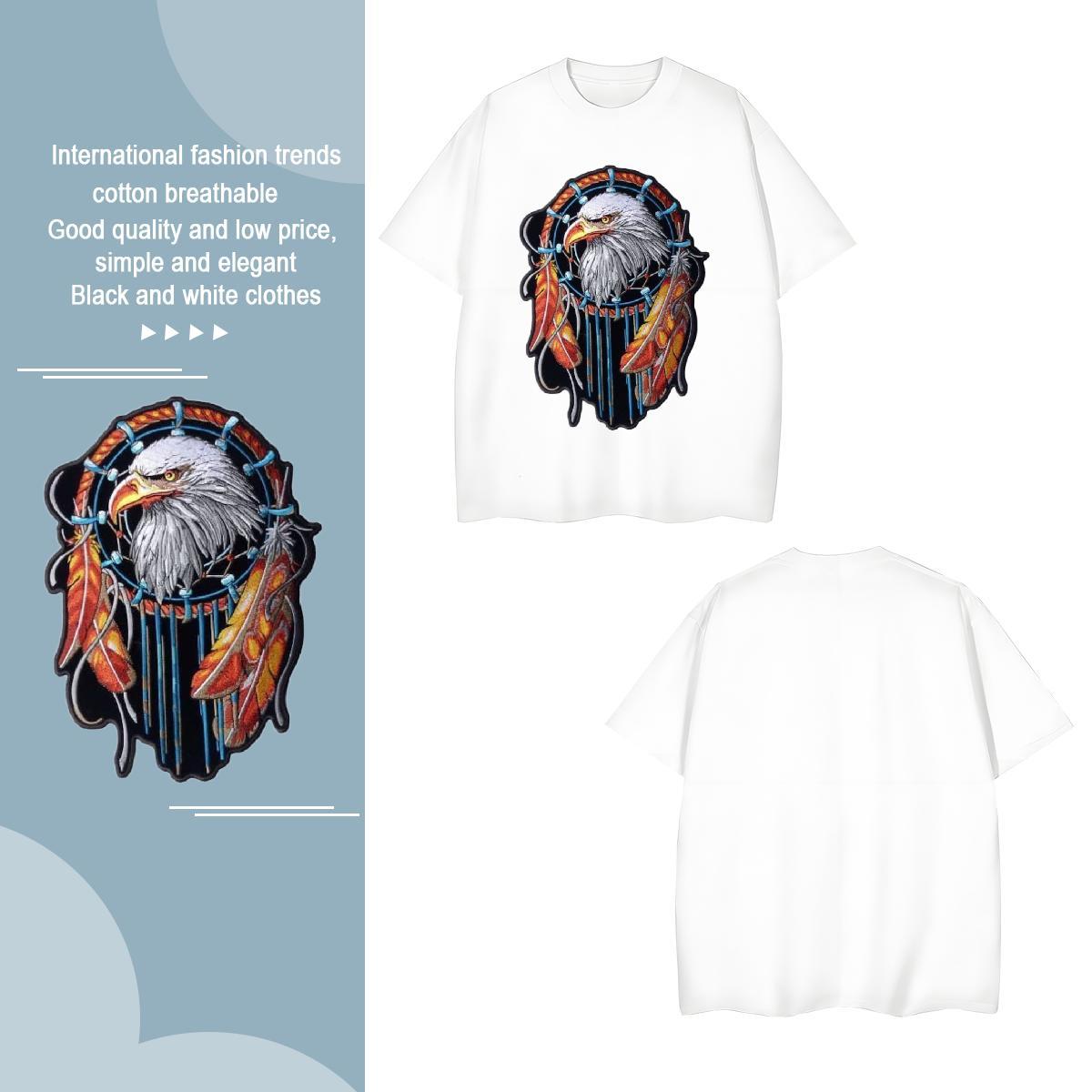 T Shirts Men 230g 100% Cotton eagle Outdoor Crew Neck Breathable Oversized 4XL Men Tops Tees Fashion Designer Cool Design Tees Shirts