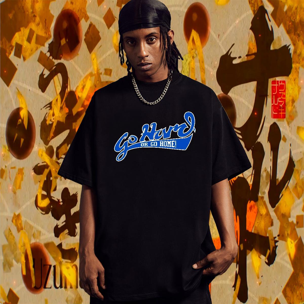 Brand Men Tops Tees 230g 100% Cotton Hip Hop Street blue DIY Anime O Neck Short Sleeves Classic Casual Mens T Shirts Wear