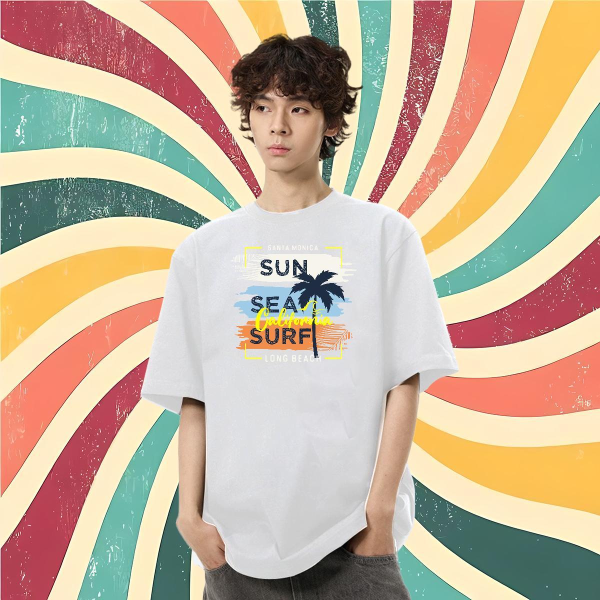 Customized T-Shirts 230g Cotton tree Casual Tops Tees O-Neck Short Sleeve Popular Men Tops Tees Custom Print Plus Size