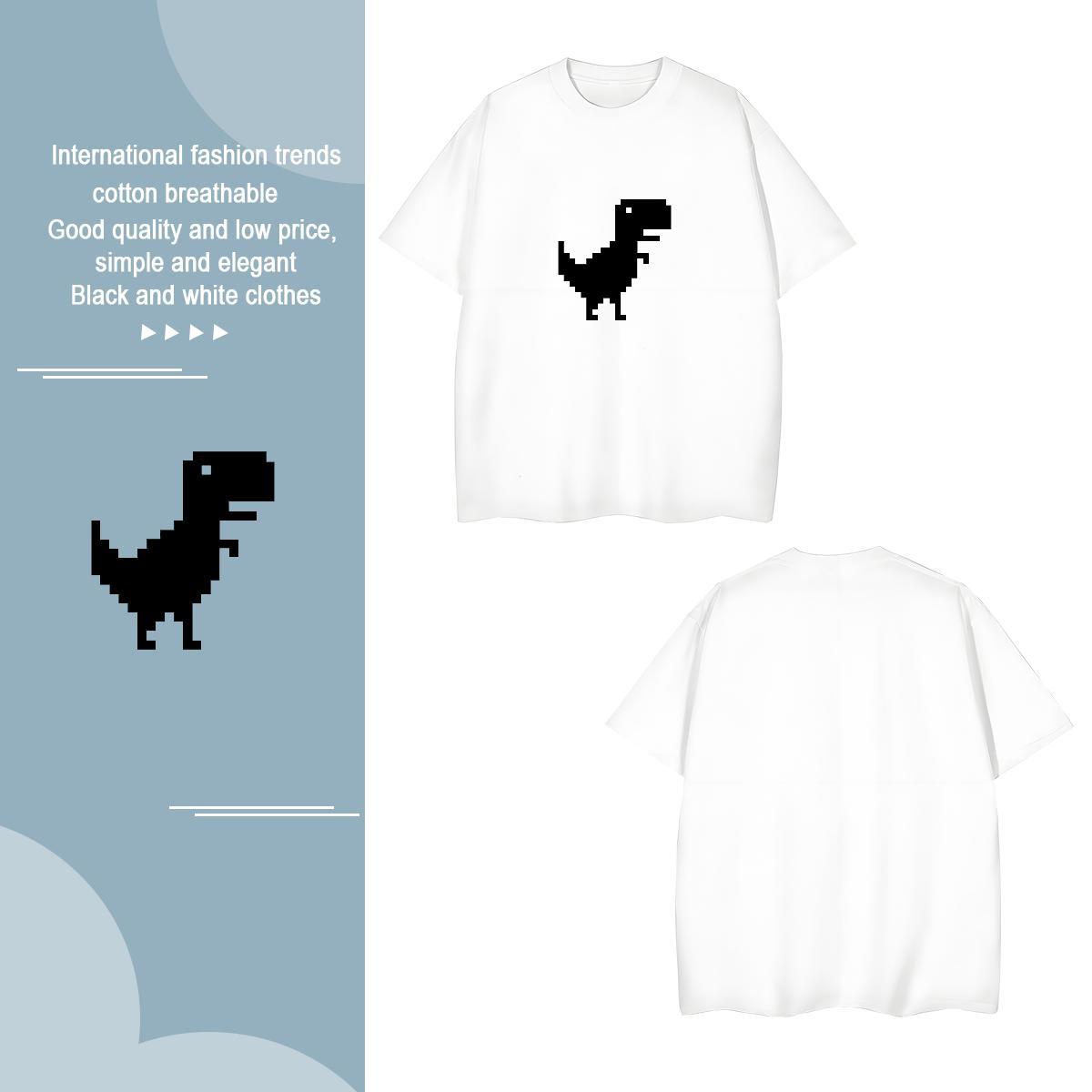 Free Shipping Men Tshirts 230g Pure Cotton dinosaur T shirt Street Casual O Neck Short Sleeves Oversized New Arrival Tees