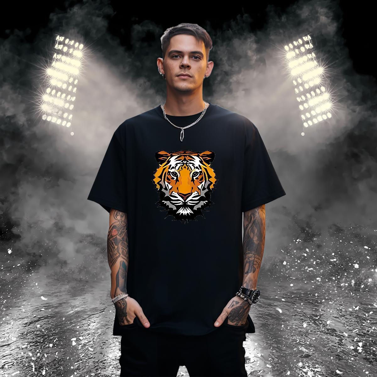 Mens T Shirts 230g Pure Cotton tiger Sport Breathable Short Sleeve Customized Couples T Shirts 2024 Summer Classic Tops Tees