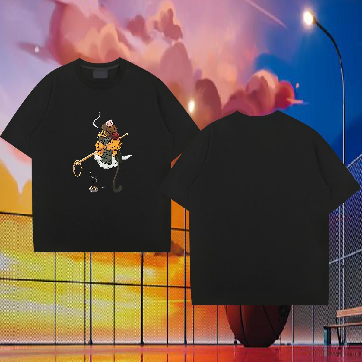 Custom T-Shirts for Men 230g Pure Cotton monkey Hip Hop Street Tops Shirt Breathable Short Sleeve Loose Fit Men Tops Tees DIY Logo Oversized