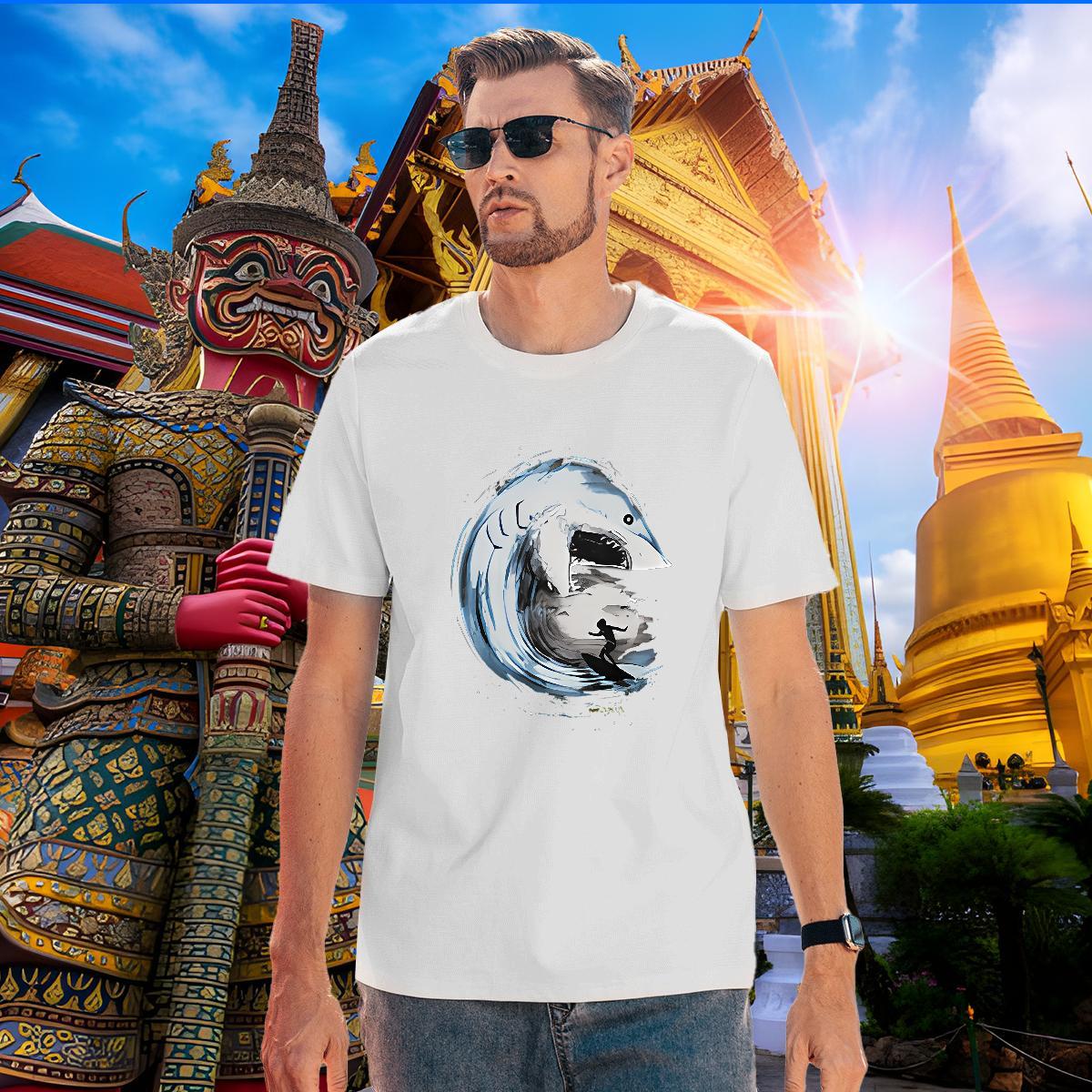 Designer Men Tees 230g Pure Cotton shark Men T Shirts Anime Printing Street Breathable Floral Print 2024 Summer Clothings