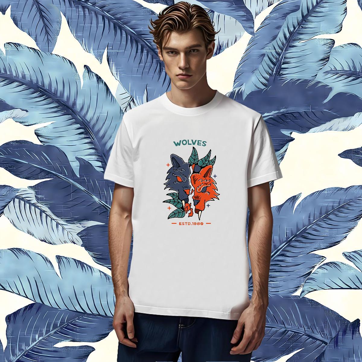 Designer Man T Shirts 230g Pure Cotton wolf Hip Hop Wear Breathable Comfortable Men Tees Custom Big Size