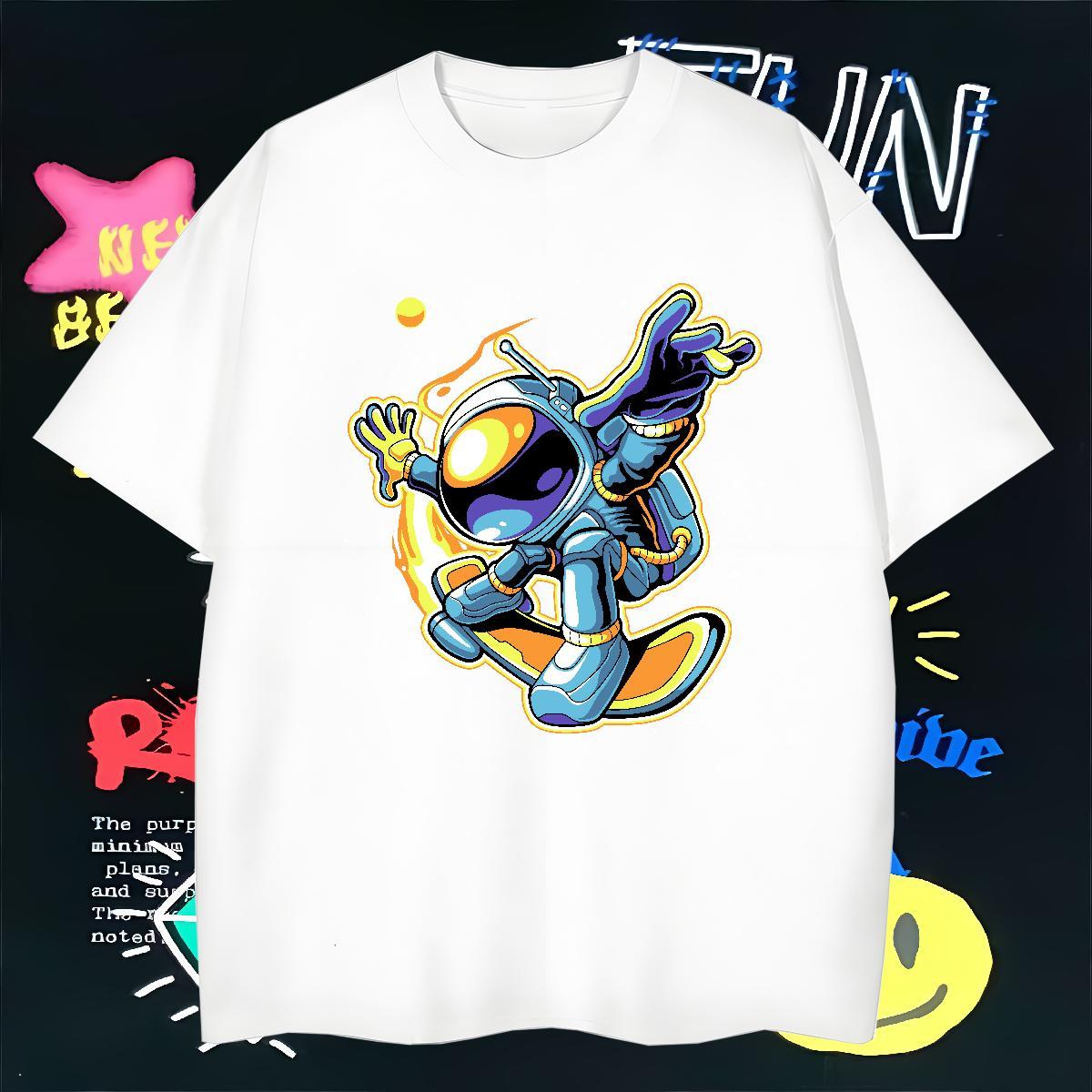 T-Shirts for Men 230g Cotton cosmonaut Sport Crew Neck Custom Anime Men Tees 2024 Cool Tee Shirt