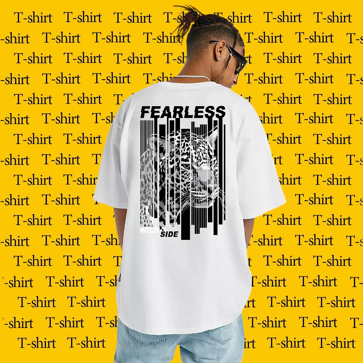 Wholesale T shirt 230g 100% Cotton leopard,letter,line Hip Hop Street Tees Shirts Crew Neck TOP Quality Men Clothes T-Shirt Cartoon Print