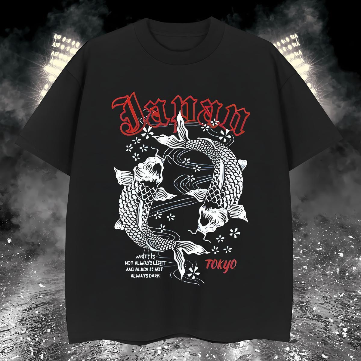 Man T Shirts 230g Pure Cotton fish Anime Printing Street Breathable Short Sleeve DIY Printed Men Tees Factory Direct Cool Tops