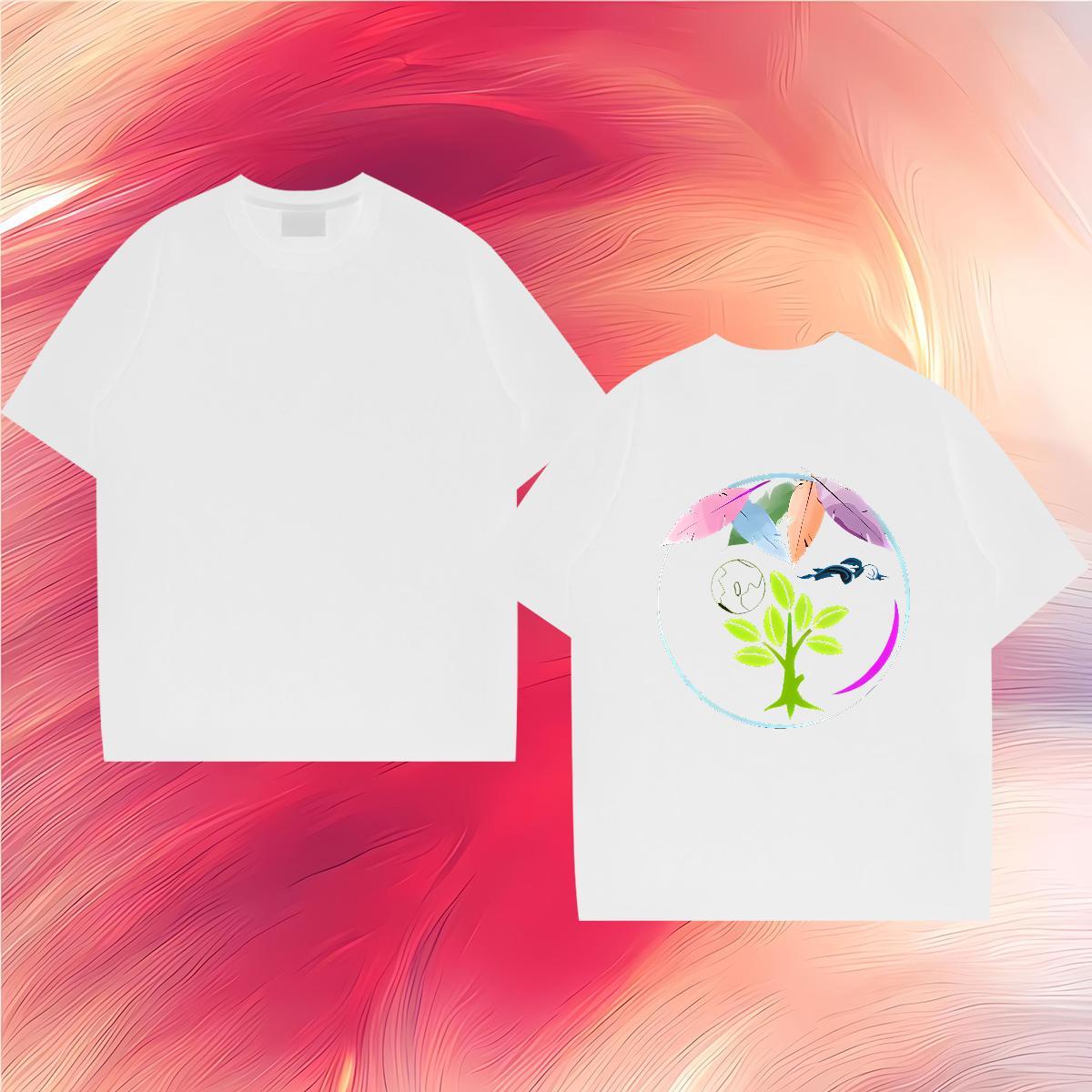DIY T Shirts Men 230g Pure Cotton tree Daily Outfit Clothes Breathable Short Sleeve Cool Men Clothes T-Shirt Custom Print Plus Size