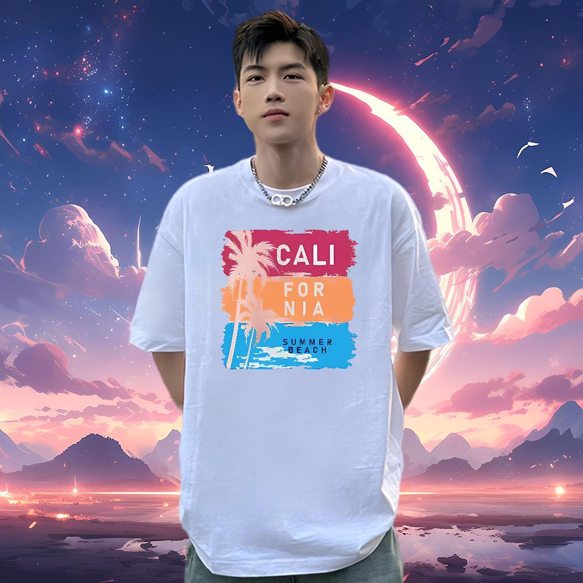 New Man T Shirts 100% Cotton 230g letter Daily Wear Clothes Breathable Crew Neck Brand Tshirt for Man Woman DIY Printed