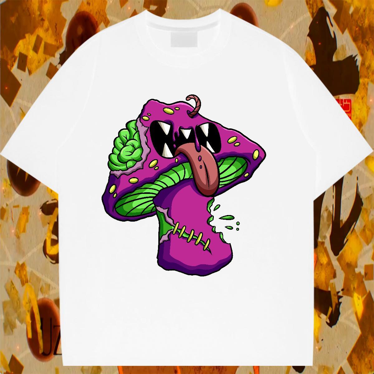 Unisex Woman T Shirts Breathable Short Sleeve Woman Tshirt Anime Oversized mushroom Sports Street Wear 230g 100% Cotton New Arrival Tee Shirt