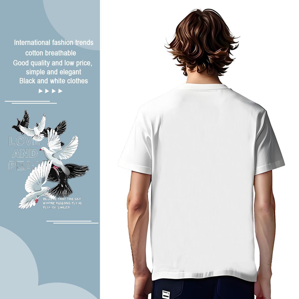 T shirt 230g Pure Cotton eagle Beach Breathable Short Sleeve DIY Printed Men Tshirts Fashion New Cool Tops