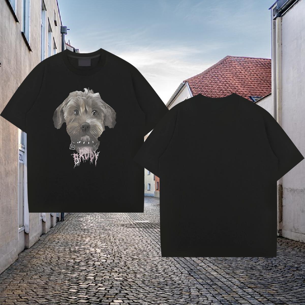 2024 DIY Men T Shirts 100% Cotton 230g dog Hip Hop Street Tops Shirt O Neck Short Sleeves Soft Mens Tshirts DIY Anime