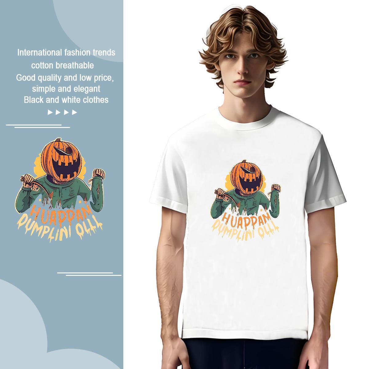 Men T Shirts 230g Pure Cotton pumpkin Hip Hop Breathable Short Sleeve Cartoon Printing L-4XL Men Tshirts Designer Fashion Free Shipping Tops