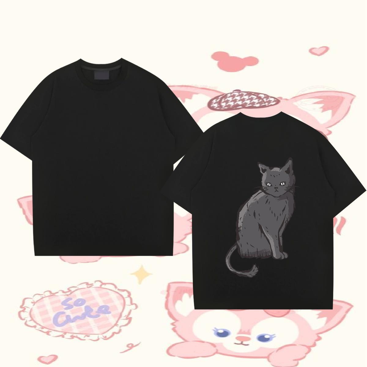 Designer Fashion T-Shirts for Men 230g Pure Cotton cat Sport Tees Shirts Crew Neck Free Shipping Couples T Shirts Graphic