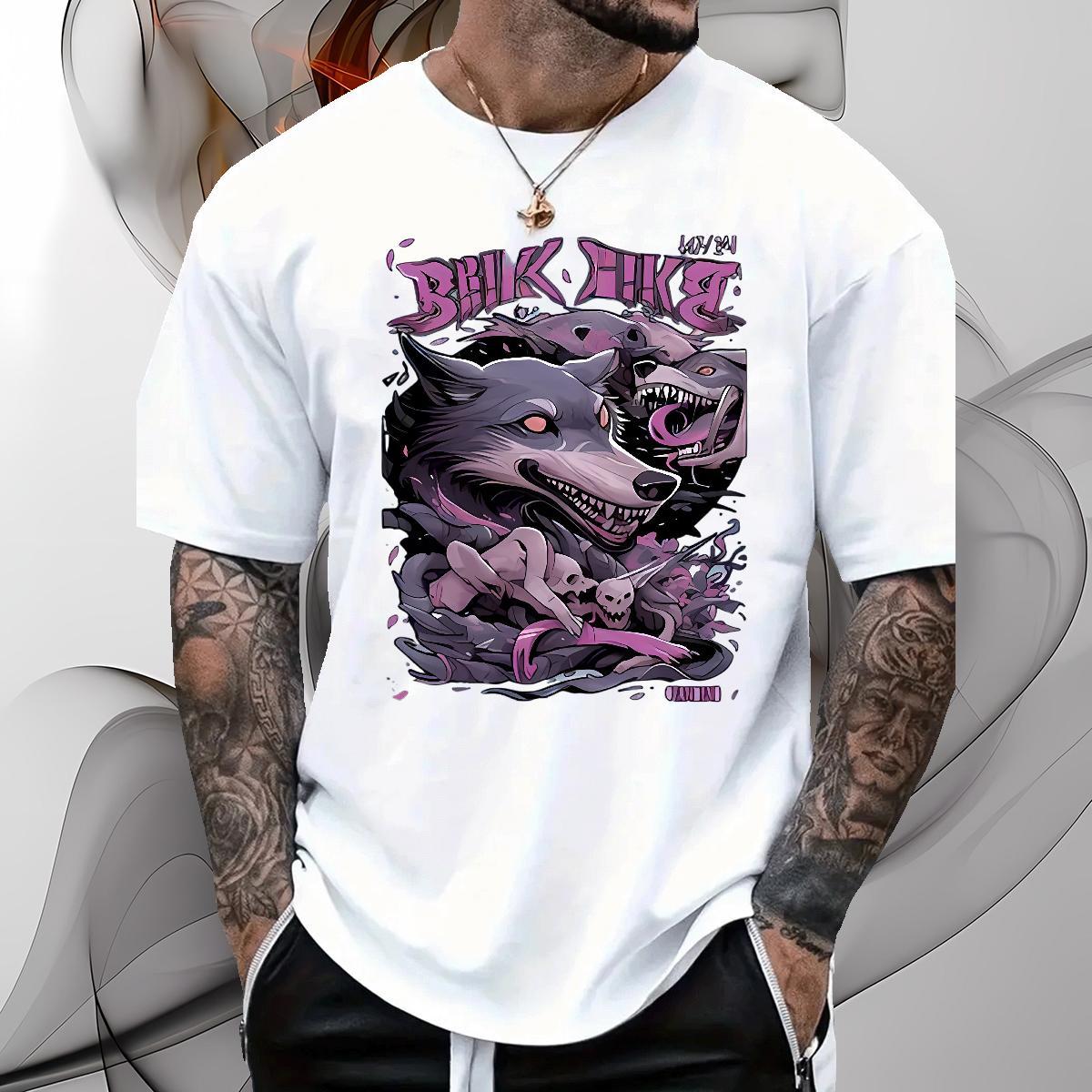 Fashion Designer T-Shirts 100% Cotton 230g wolf Home Outdoor Clothings Short Sleeve O-Neck TOP Quality Men Clothes T-Shirt Skull