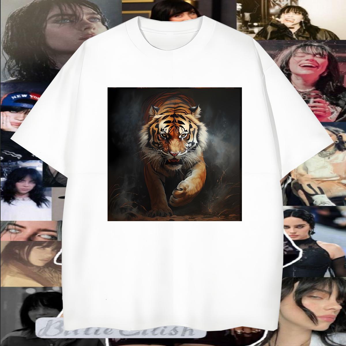 Fashion Designer T-Shirts for Men 100% Cotton 230g tiger Daily Outfit Tops Tees Breathable Crew Neck Soft Tshirt for Man Woman White Plus Size