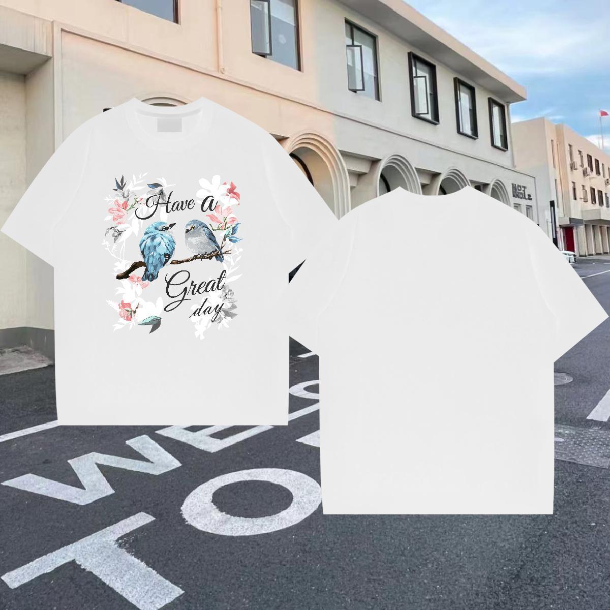 Fashion Casual Mens T Shirts 230g Cotton bird Street wear Hip Hop Clothings Pure Cotton Wholesale Men Clothes T-Shirt Plus Size Custom