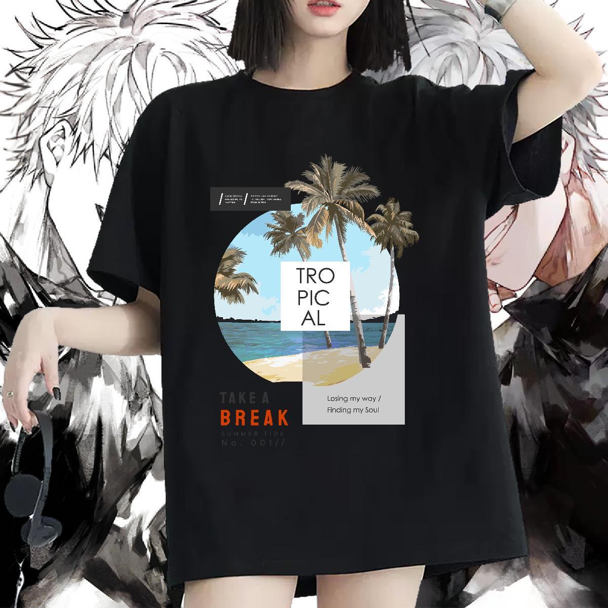 High quality T-Shirts Breathable Short Sleeve Woman Tshirt Skull sea Summer Casual 230g Pure Cotton Fashion Casual Tshirts