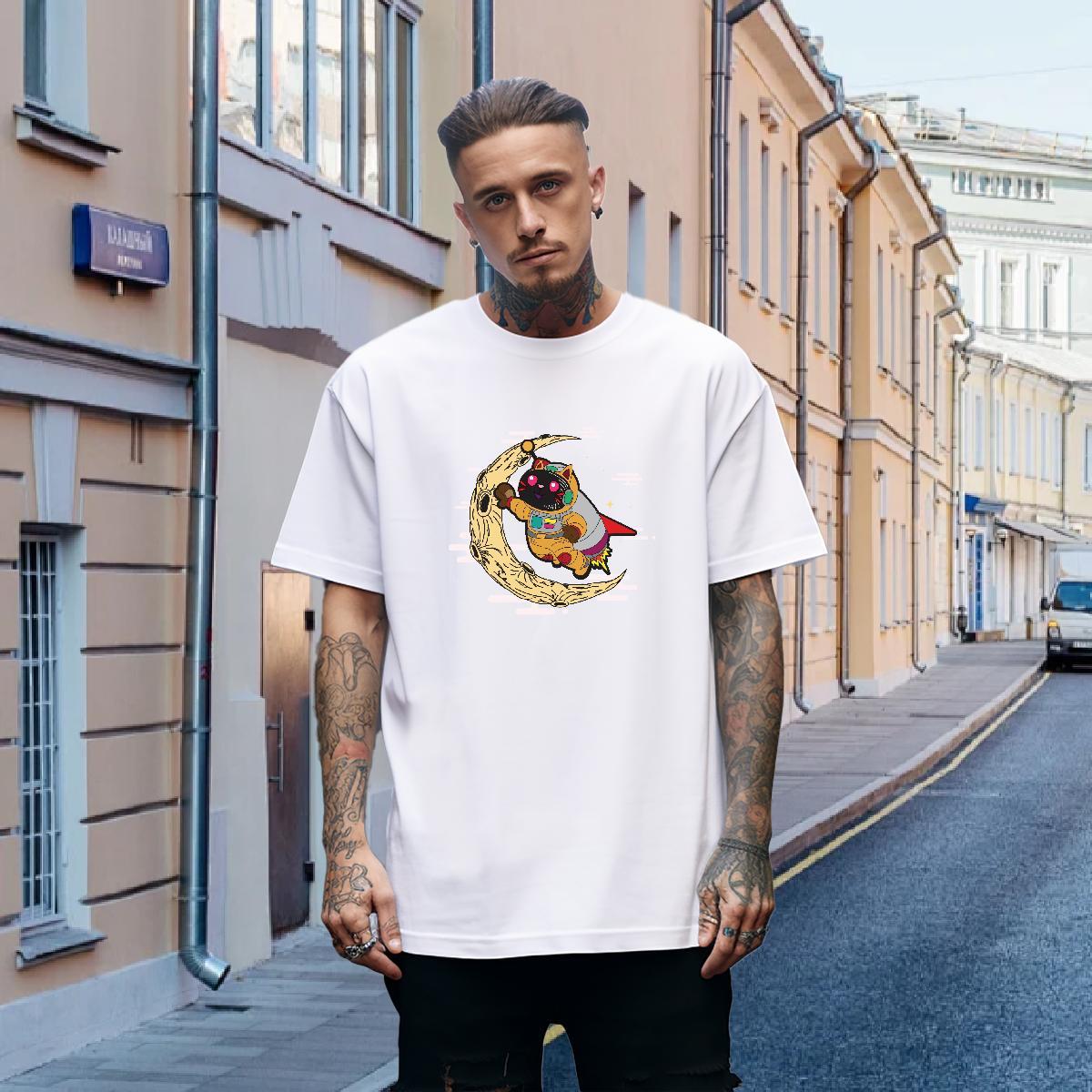 Men T Shirts 230g 100% Cotton universe Casual Daily Wear Breathable Crew Neck Plus Size Custom Men Clothes T-Shirt Wholesale Designer Tee Shirt