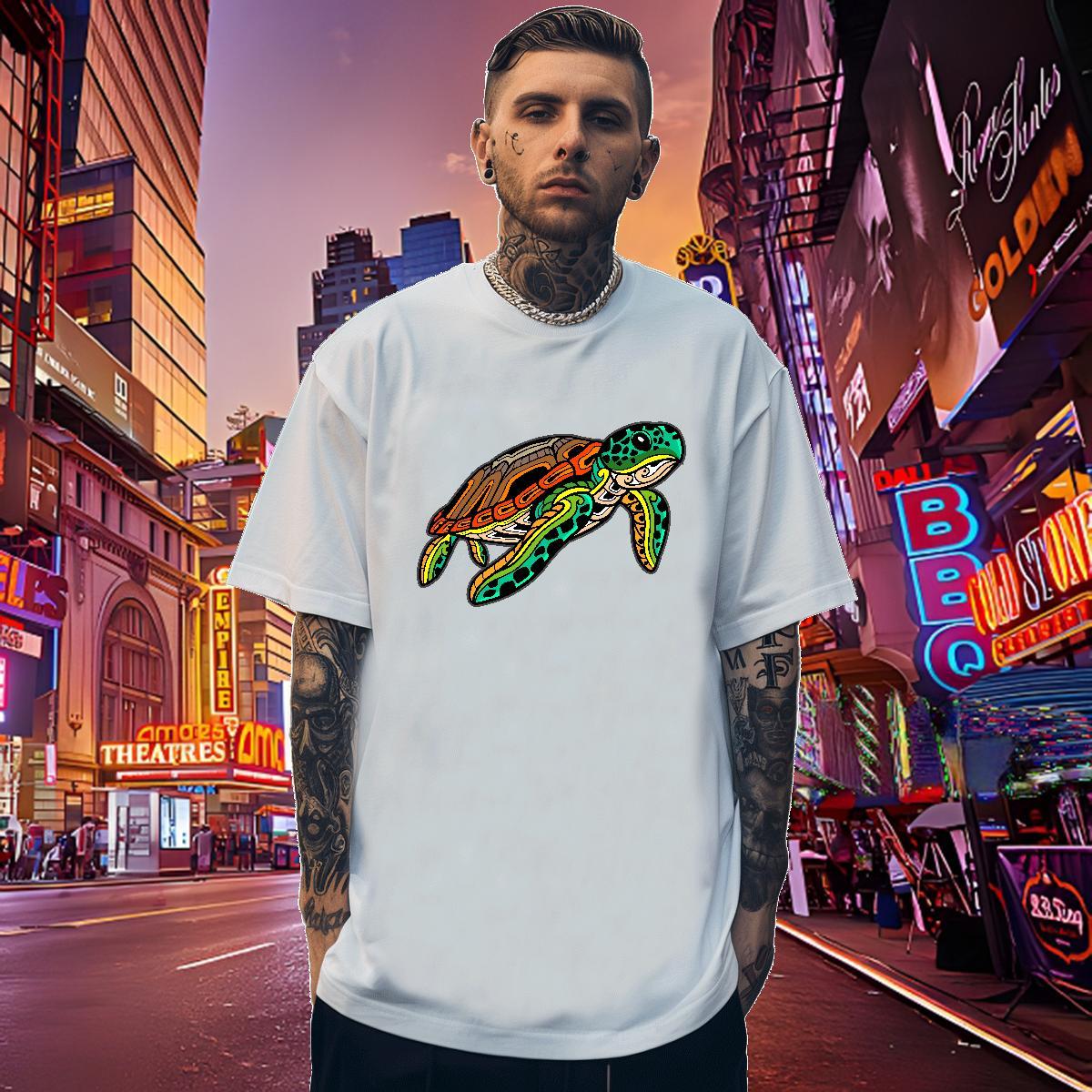 Popular Men Clothes T-Shirt 100% Cotton 230g tortoise Men T Shirts Daily Wear Crew Neck Black White New Designer Clothings