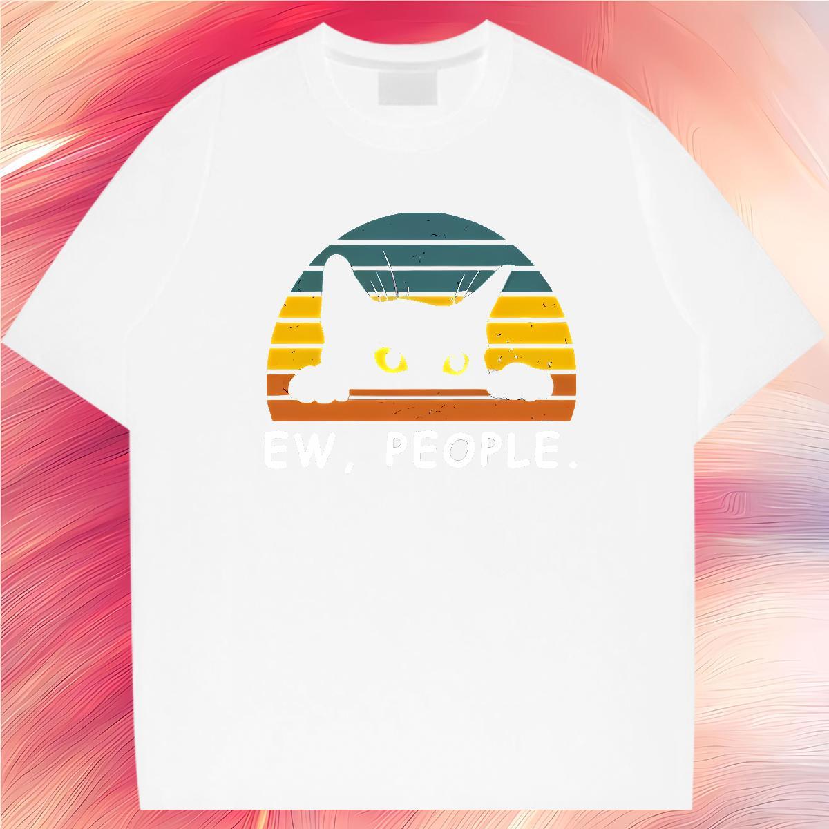 2024 Designer T-Shirts for Men 230g 100% Cotton cat Casual Beach Tops Breathable Short Sleeve Soft Men Tops Tees Custom Print Oversized
