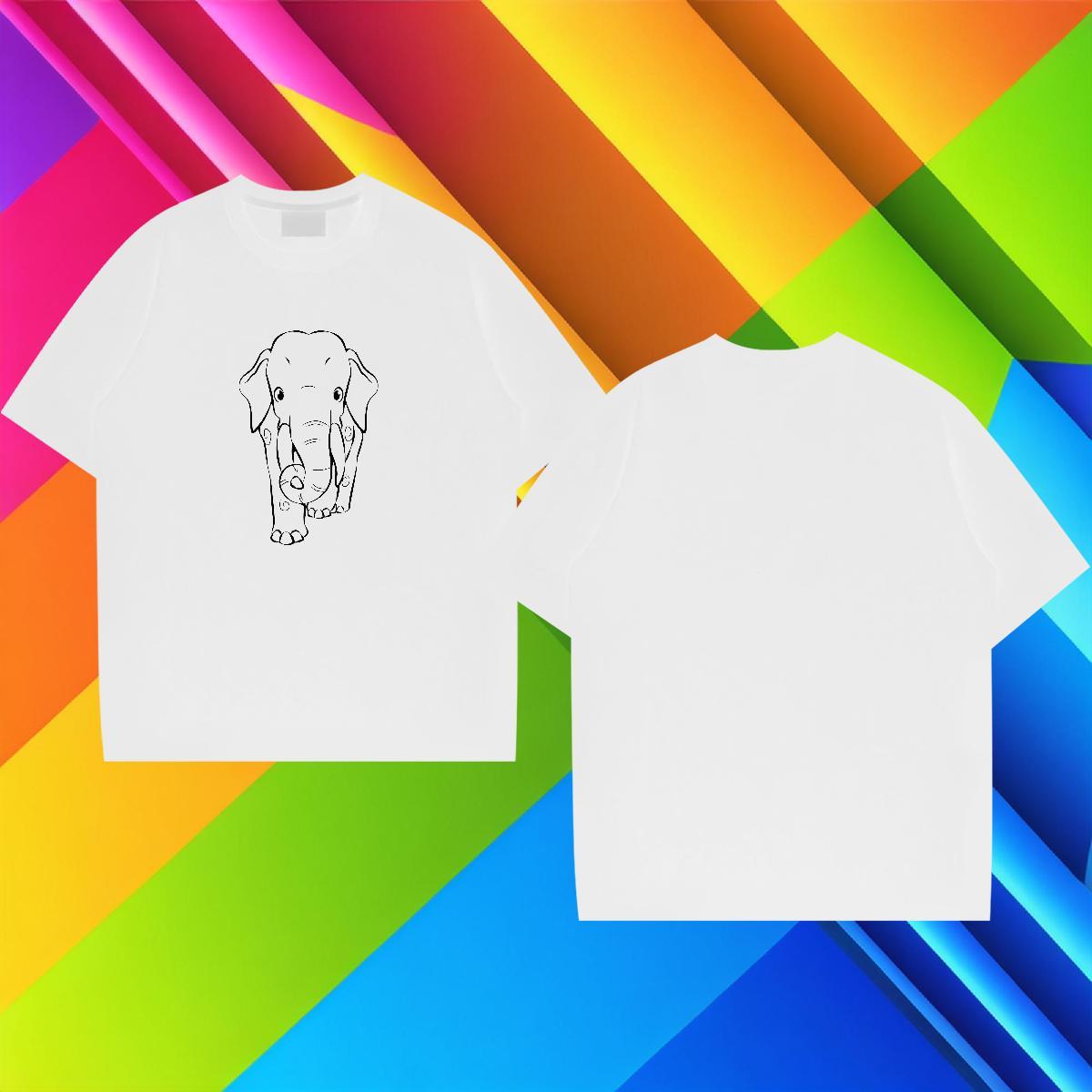 Free Shipping T-Shirts 100% Cotton 230g Elephant Spring Summer Tees Crew Neck TOP Quality Tshirt for Man Woman Anime Print