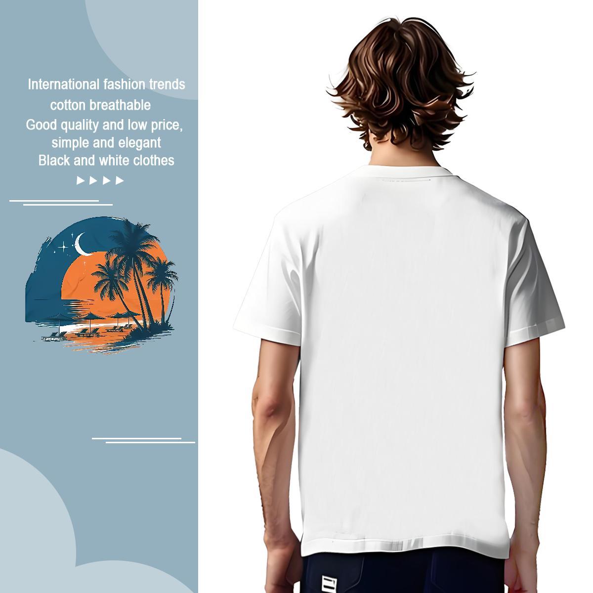 T-Shirts 230g Cotton tree Street Wear Crew Neck Breathable Black Oversized Men Clothes T-Shirt Fashion Designer Classic Tee Shirt