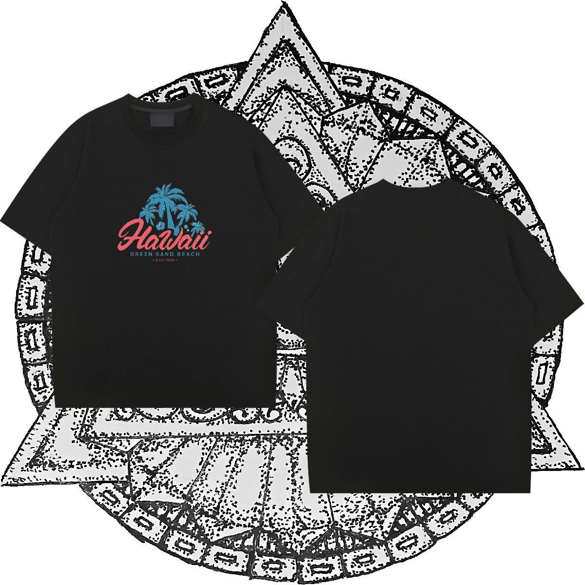 Custom T-Shirts 230g Pure Cotton tree Anime Printing Street Wear Short Sleeve O-Neck Loose Tshirt for Man Woman Black Oversized