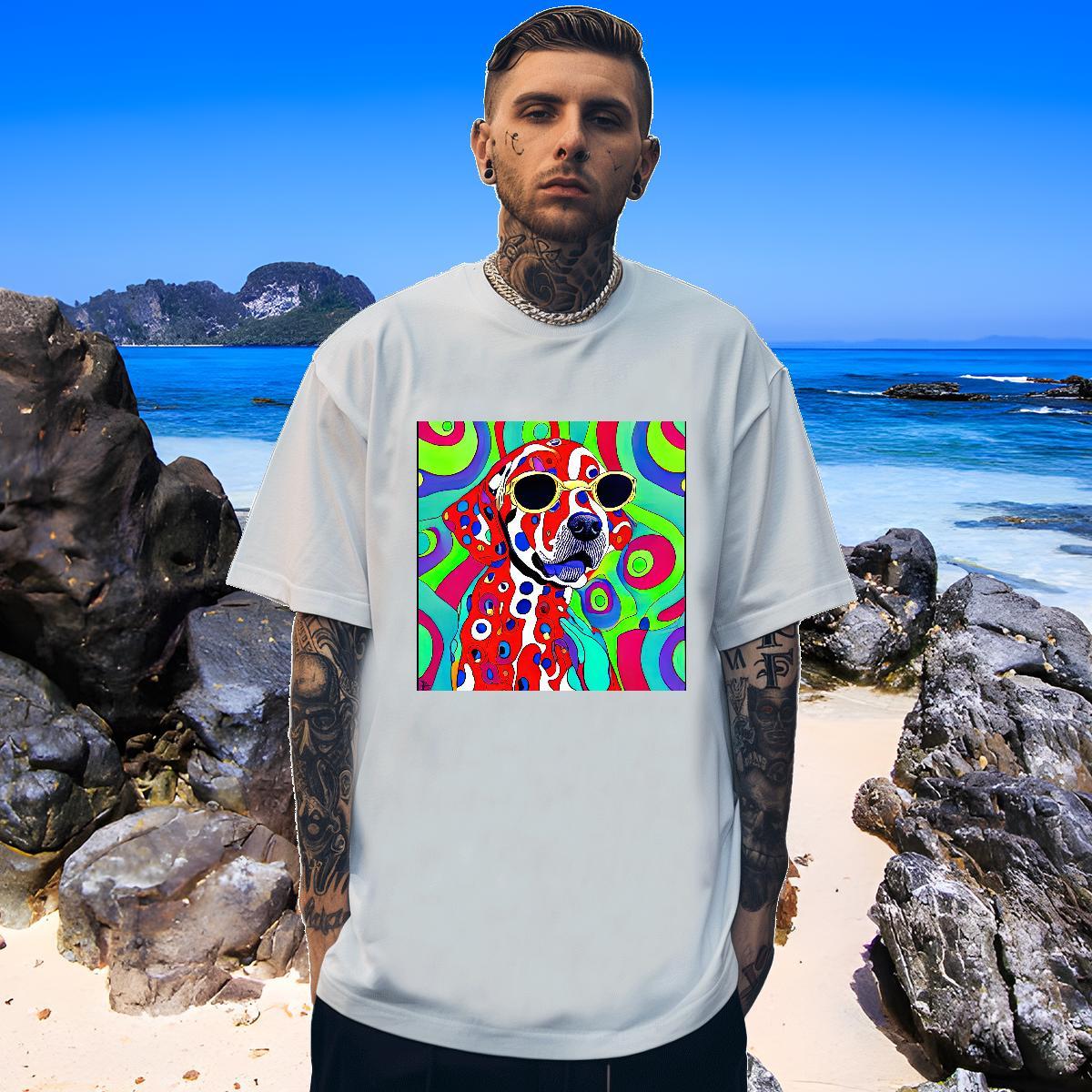 Classic Men Tops Tees 100% Cotton 230g dog T Shirts Men Home Outdoor Breathable Crew Neck Custom Print Plus Size Stylist Tee Shirt