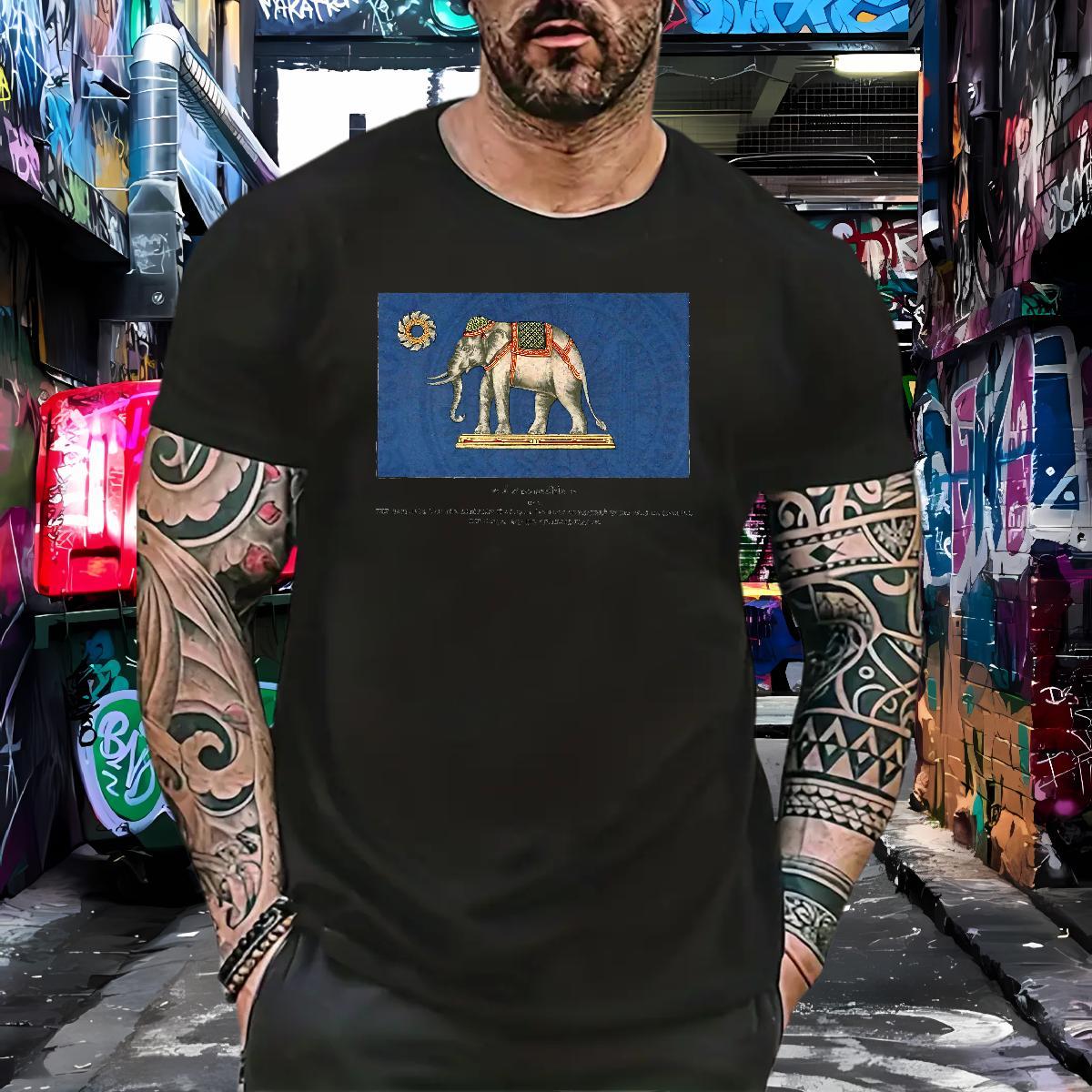 New Mens T Shirts 100% Cotton 230g elephant Anime Printing Street Clothes Crew Neck Popular Couples T Shirts Asian Size