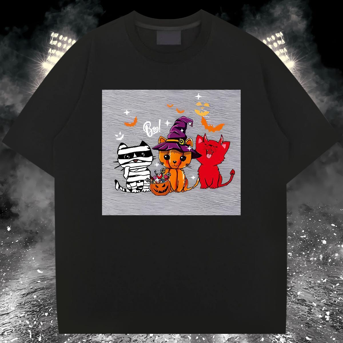 Classic Casual Man T Shirts 230g Cotton halloween Summer Casual Tops Shirt Breathable Crew Neck Wholesale Tshirt for Man Woman Custom Print Oversized