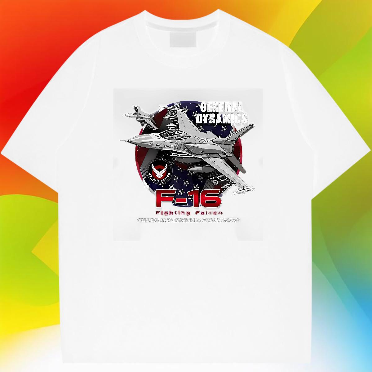 2024 Summer T Shirts Men plane Clothes 230g 100% Cotton Sport Brand Cartoon Print Breathable Short Sleeve Men Tops Tees