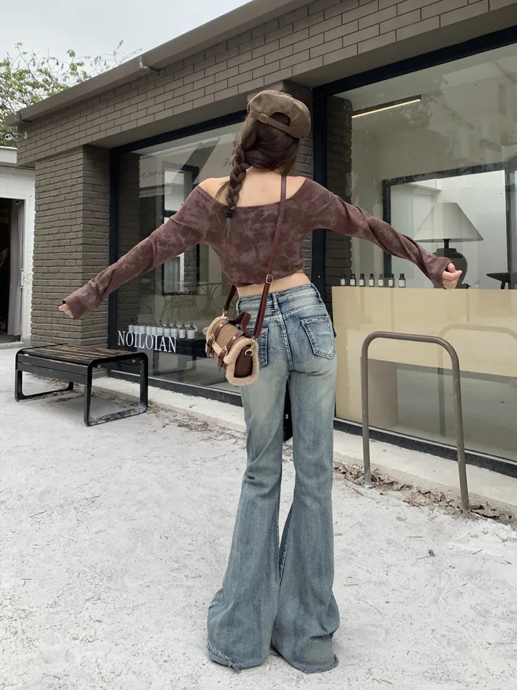 America Y2k Low Rise Flare Jeans Vintage WashedJeans Korean Grunge Cargo Pants 2000s Wide Leg Denim Pants Streetwear Fashion 240806