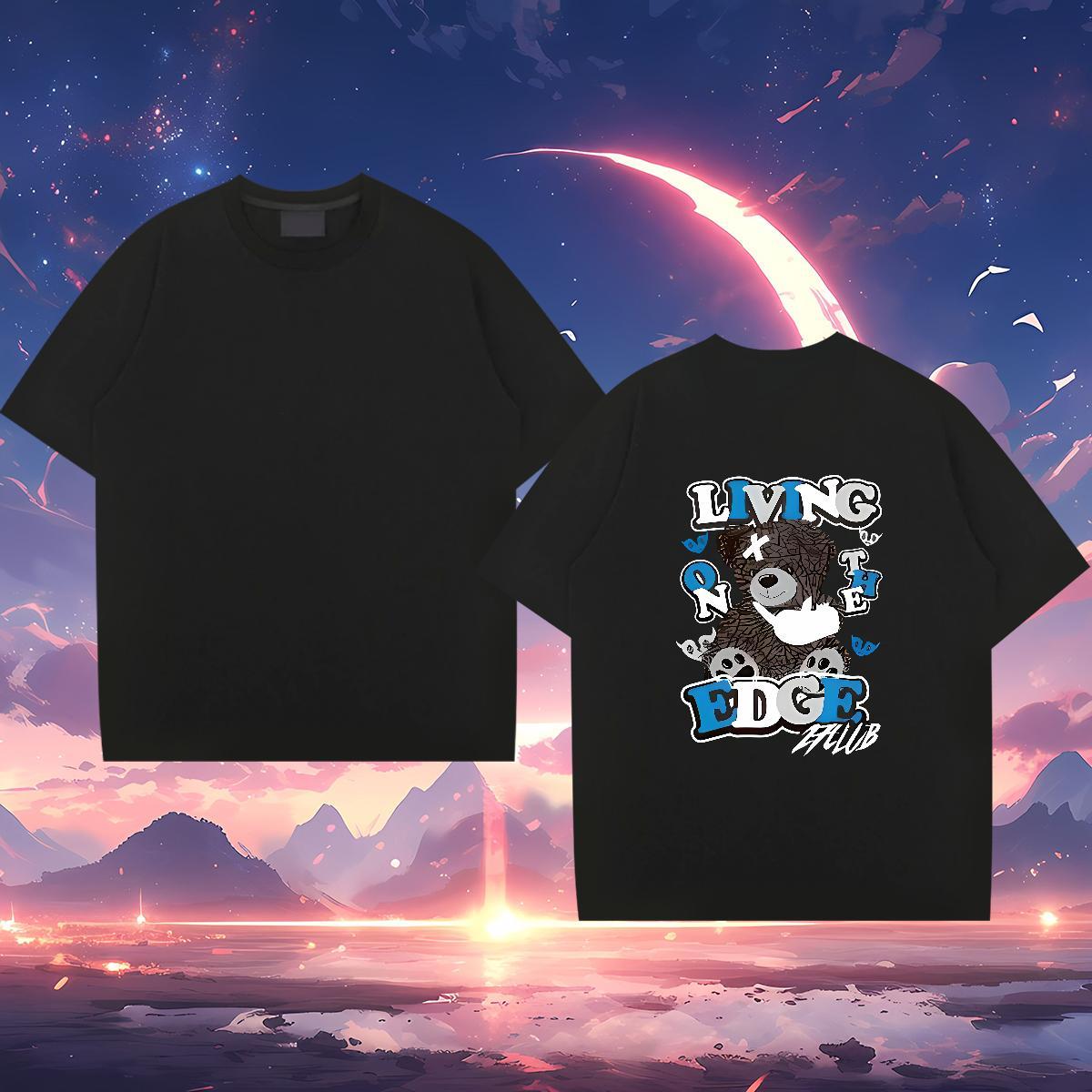 DIY Man T Shirts 230g Pure Cotton bear Street Casual Polos Crew Neck Wholesale Men Tops Tees Custom Print Oversized