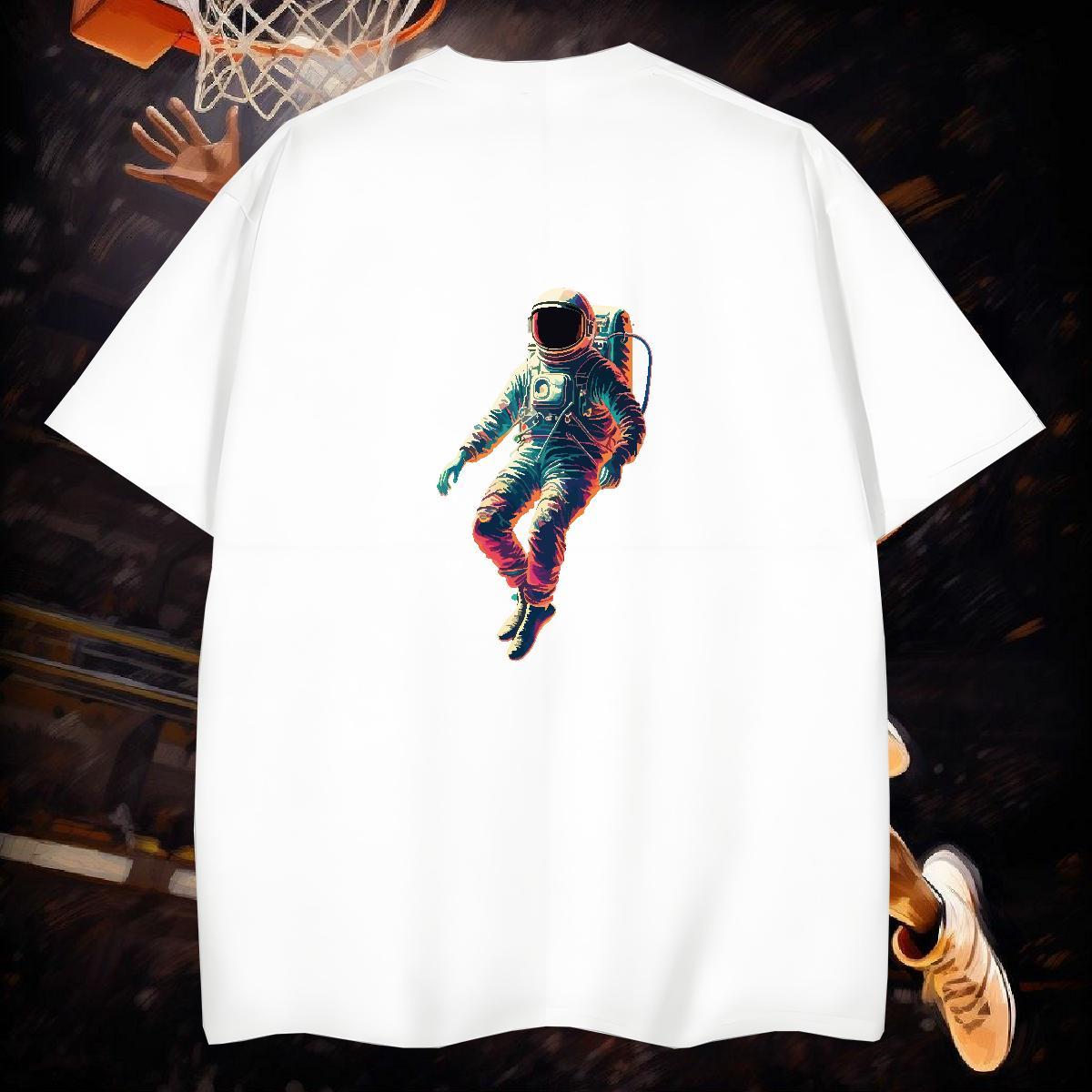 T-Shirts 230g Cotton cosmonaut Summer Casual Crew Neck Asian Size Tshirts Designer Fashion Loose Fit Polos