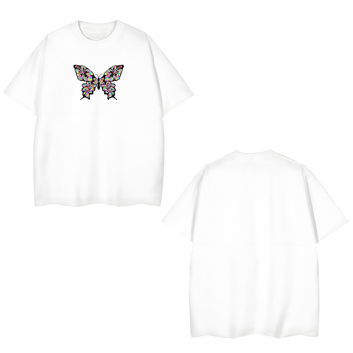 Soft Men Tees 230g 100% Cotton Butterfly Man T Shirts Daily Wear Short Sleeve Soft Cartoon Print Free Shipping Tees Shirts